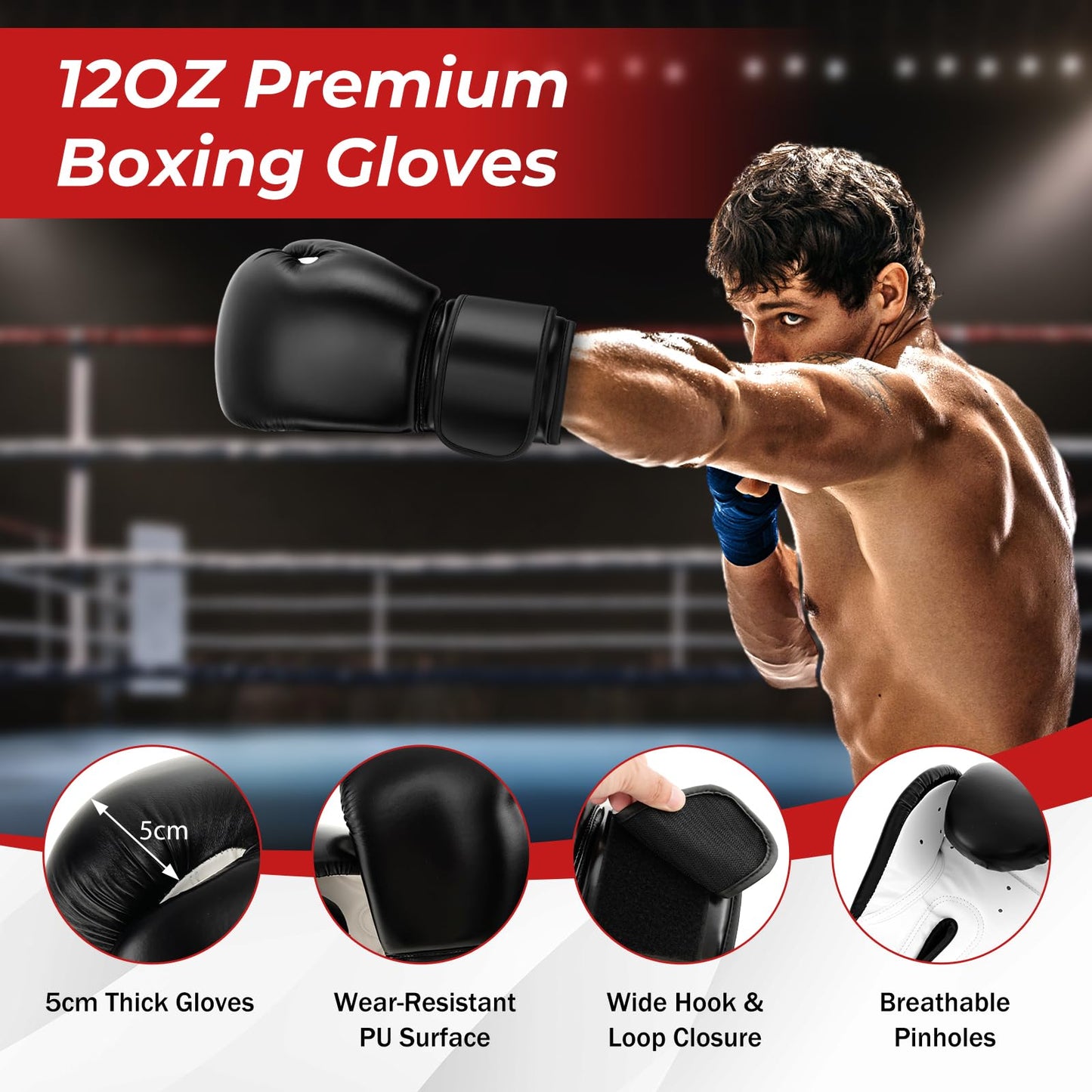 Boxing Bag with Boxing Gloves and Suction Cup Base