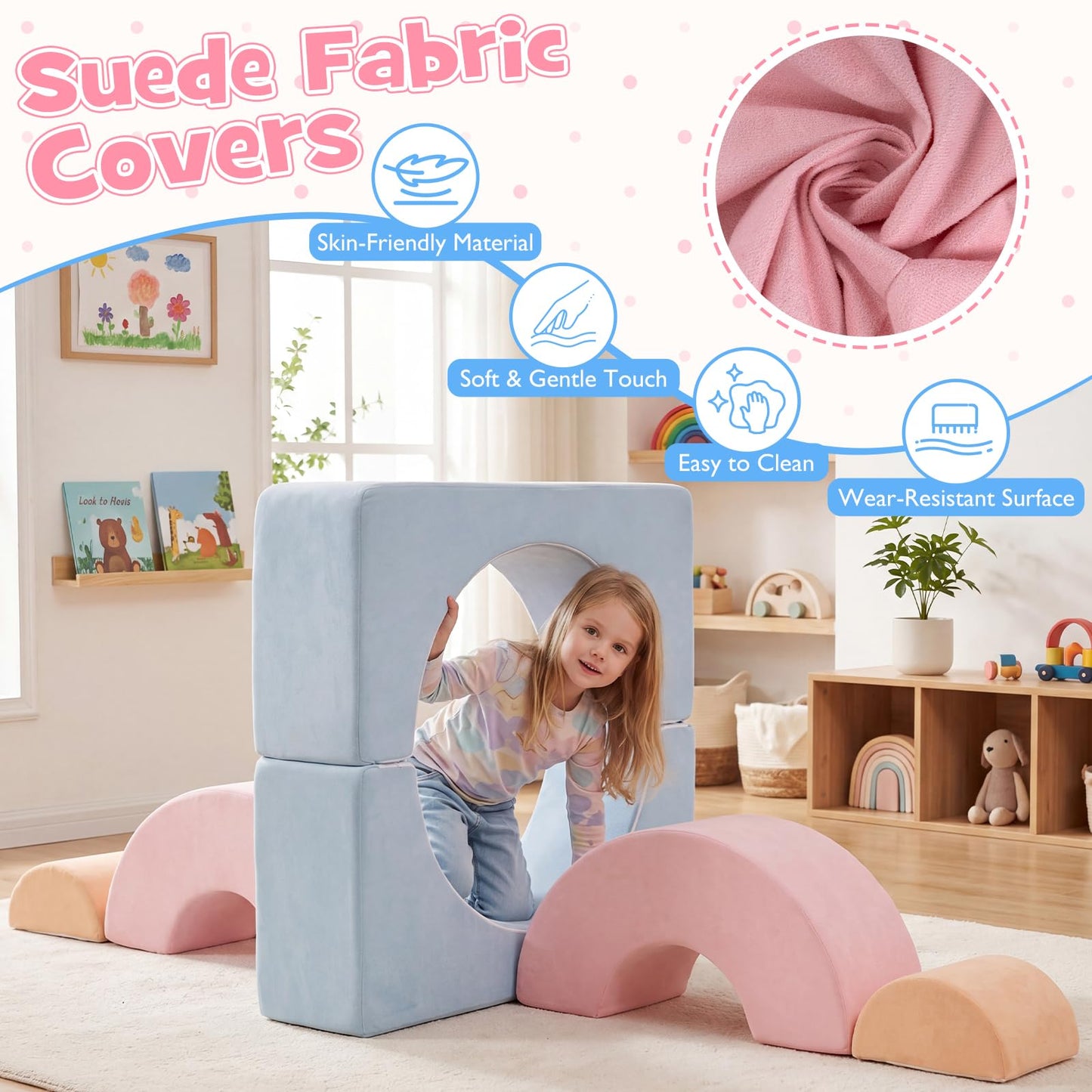 6-Piece Soft Play Climbing Blocks, Baby Climb and Crawl Foam Play Set, Indoor Toddlers Foam