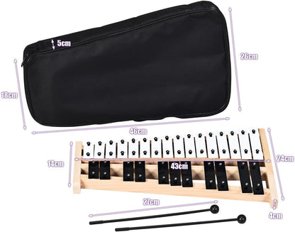 27 Notes Full Size Glockenspiel Xylophone with Carrying Bag