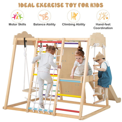 8-in-1 Indoor Jungle Gym for Kids Wooden Montessori Climbing Toys
