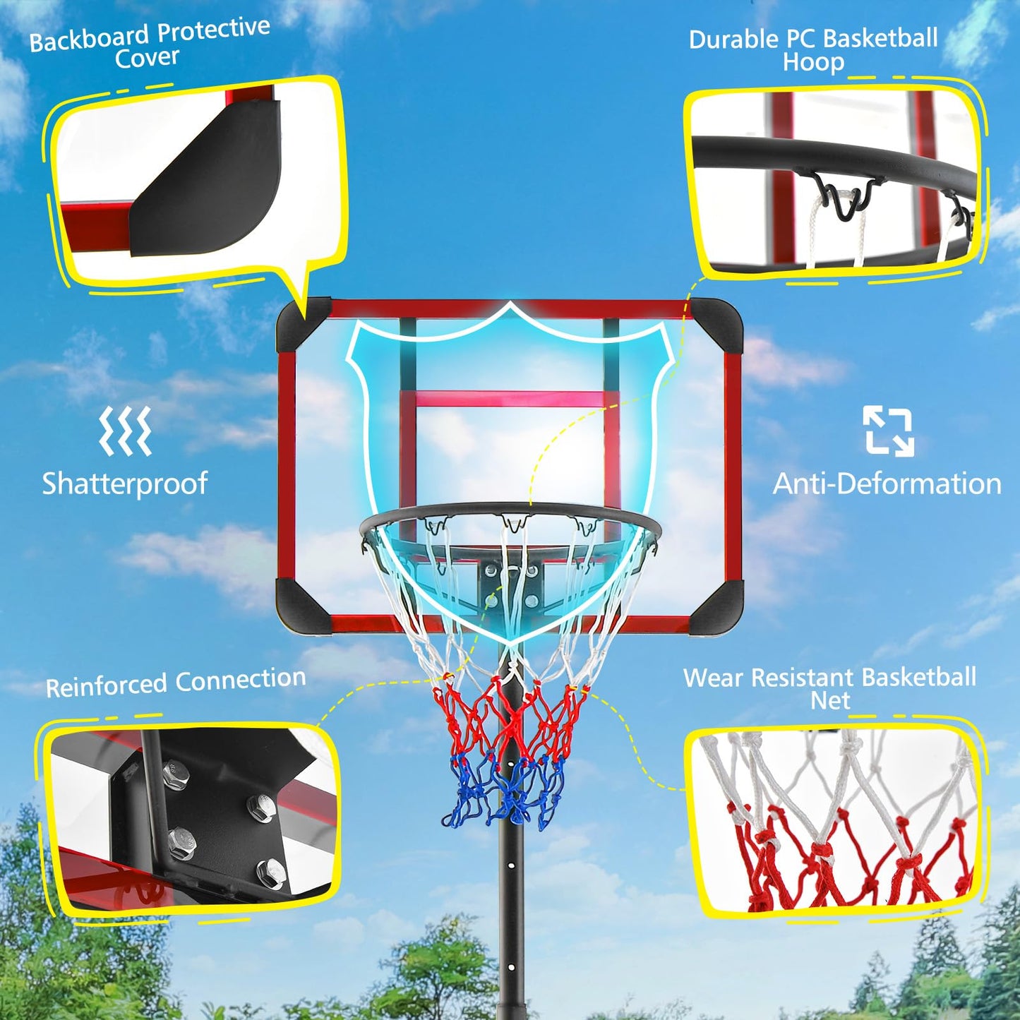 Basketball Hoop and Goal Set with Wheel for Basketball Gym