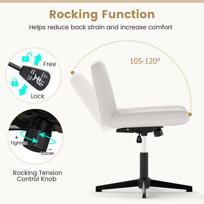 Armless Office Chair, Cross Legged Desk Chair with Wide Seat