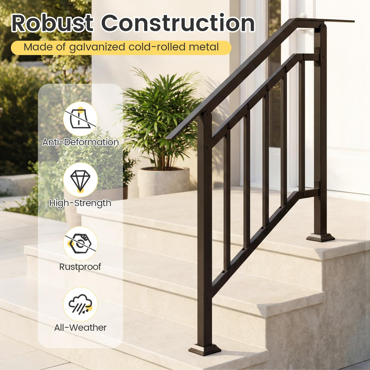 2 Pack Outdoor Handrails for Stairs