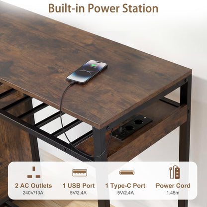 Rectangular Bar Table with RGB Light and 8-Bottle Wine Rack