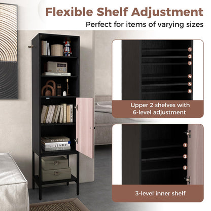 Tall Storage Cabinet with Adjustable Shelf and Bottom Storage