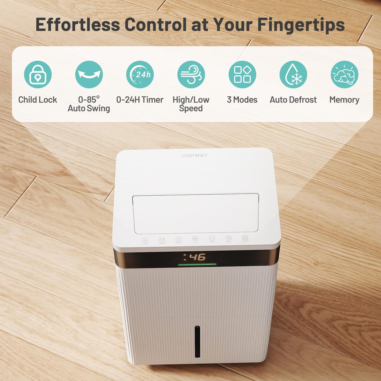 30L Dehumidifier with 3 Modes and 3-Color Lights