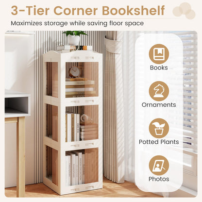 4/5/6-Tier Foldable Rotating Bookshelf, 360° Spinning Bookcase Tower with Swivel Base