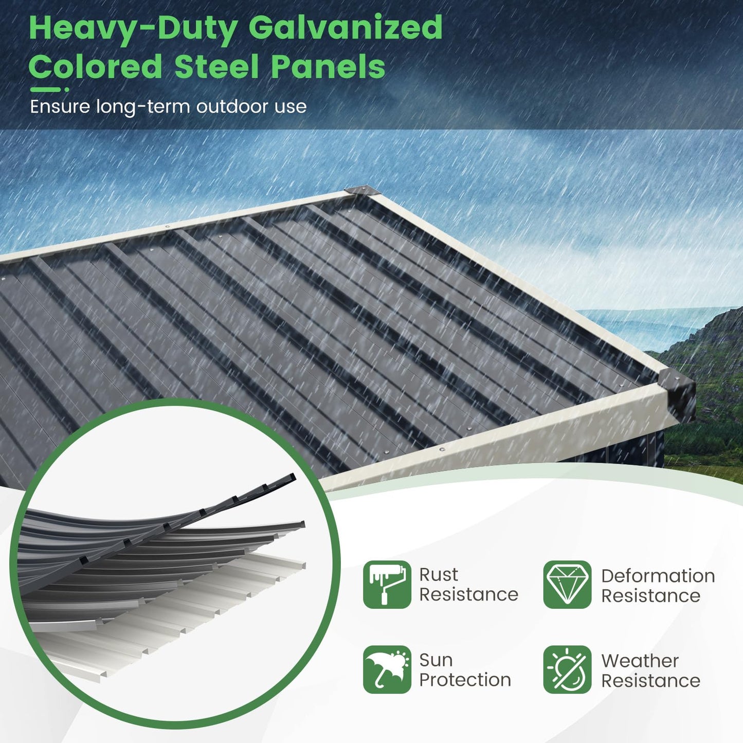 4 x 3ft Metal Garden Shed, Galvanized Outdoor Storage Shed with Lockable Door