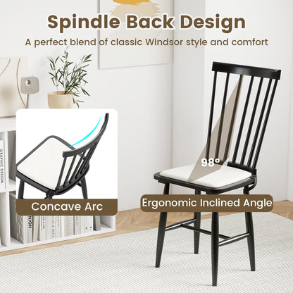 Windsor Dining Chair Set of 2 with Spindle Back for Kitchen and Restaurant