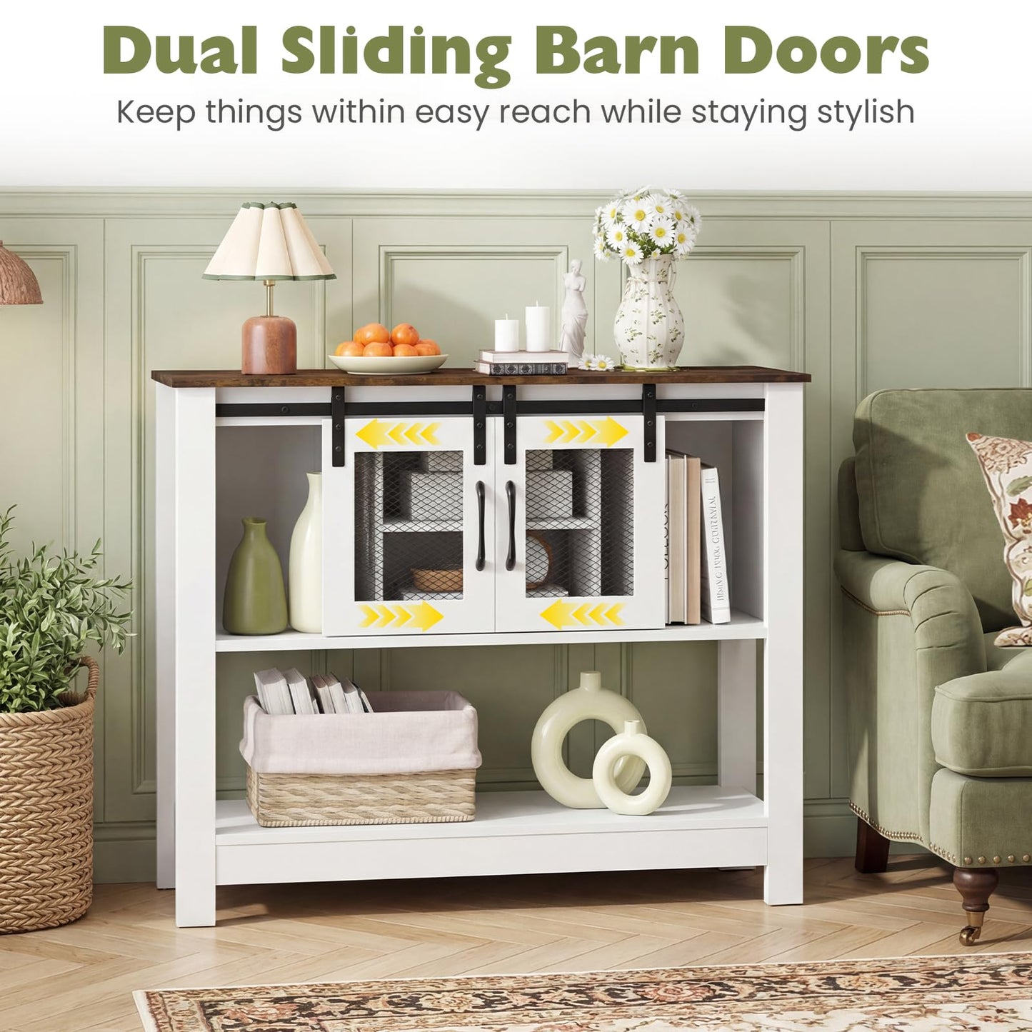Vintage Console Table, Farmhouse Narrow Entryway Table Kitchen Sideboard