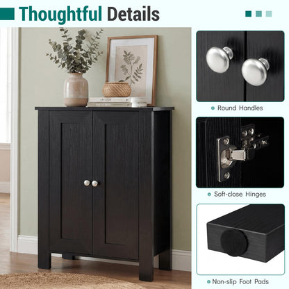 Bathroom Storage Cabinet, Freestanding Storage Cupboard with Double Doors