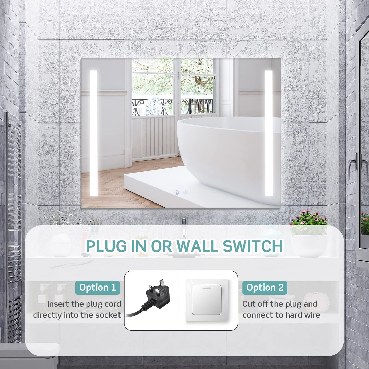 80x60cm LED Illuminated Bathroom Mirror