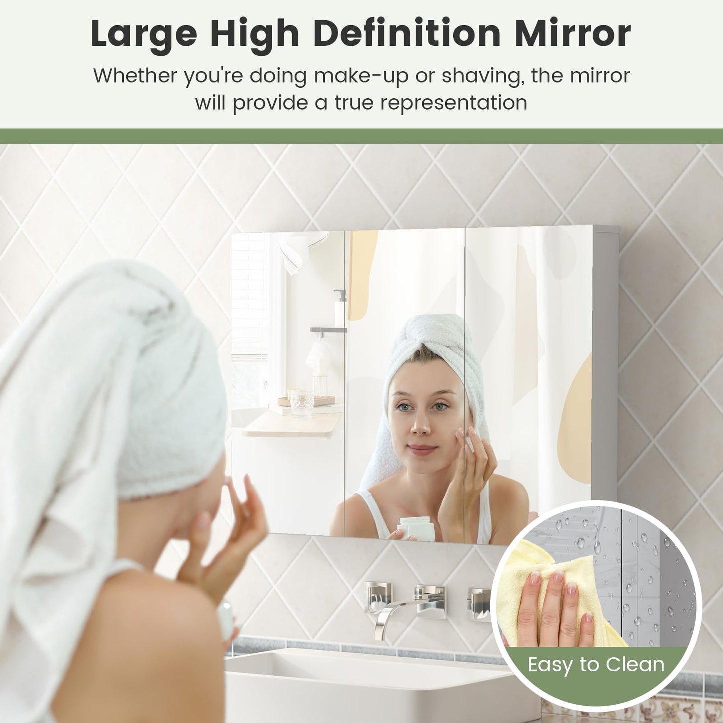 Frameless Bathroom Wall Mounted Medicine Cabinet with Mirror