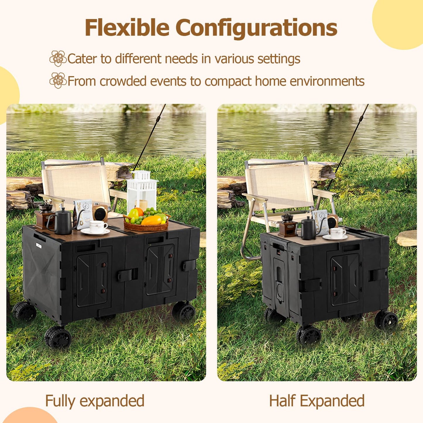 Collapsible Wagon Cart Foldable Utility Cart with Telescoping Handle