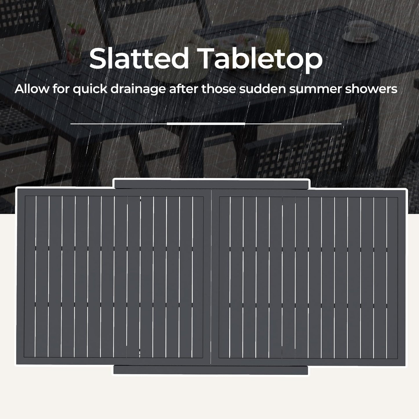 Expandable Patio Dining Table for 4-6 People