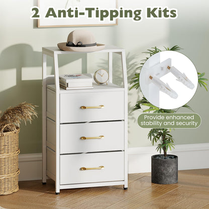 3-Drawer Storage Cabinet Vertical Storage Dresser with Detachable