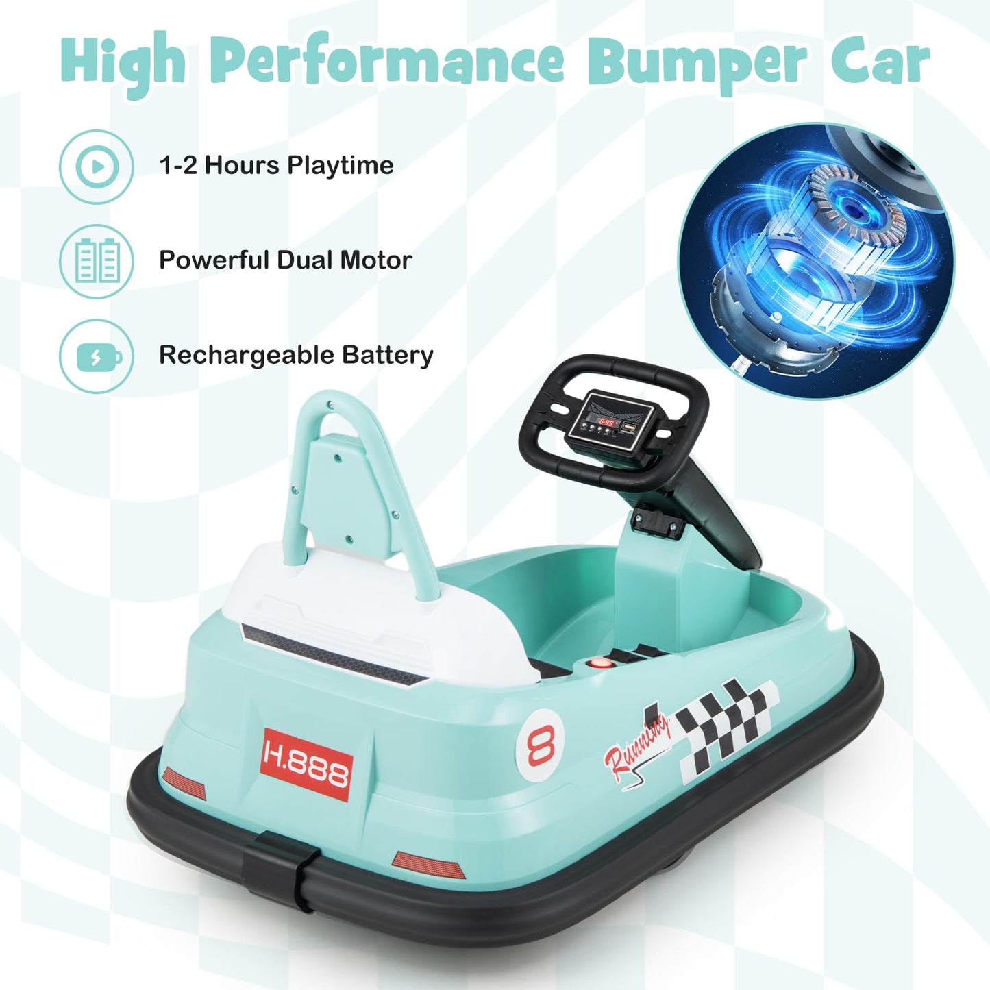 Electric kids Ride-on Bumper Car with 360° Spinning and Dual Motors