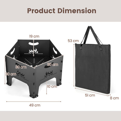 Collapsible Patio Wood Burning Fire Bowl with Carry Bag