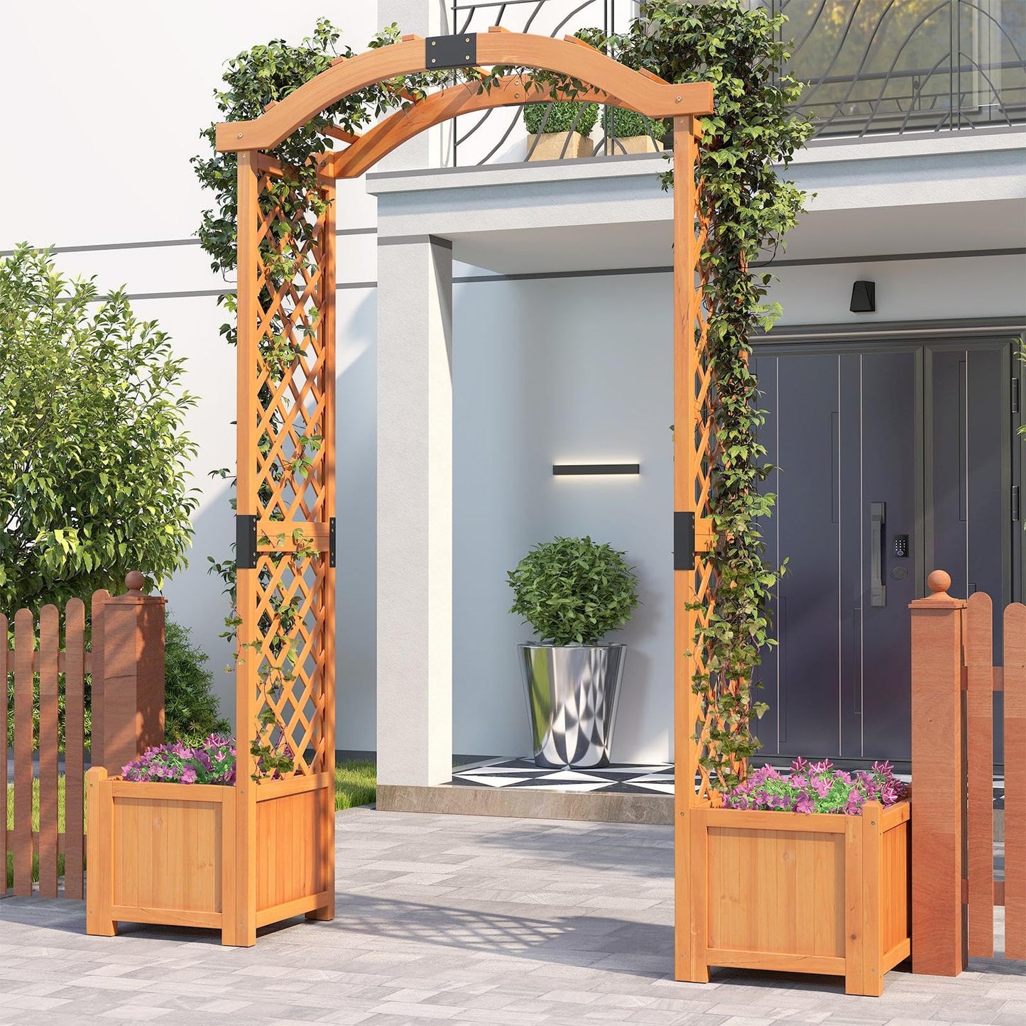 GiantexUK Wooden Garden Arch with Planter Boxes