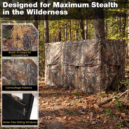 Pop Up Hunting Blind, Camouflage Ground Tent with Carrying Bag
