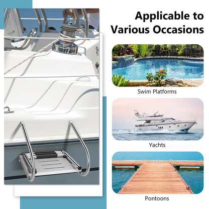 3-Step Telescoping Boat Ladder with Platform & Handrails