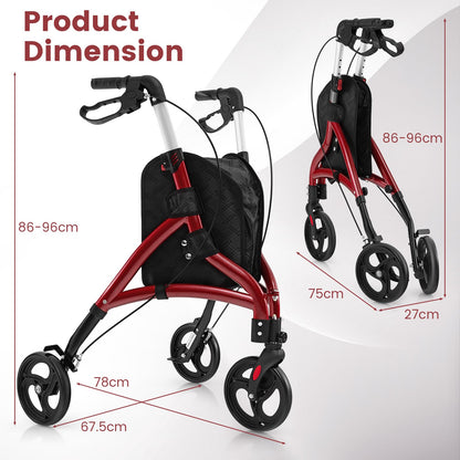 Walker for Seniors Foldable Rollator Walker with Lightweight Aluminum Frame