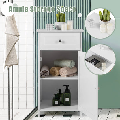 Bathroom Floor Cabinet, Freestanding Storage Cupboard with Drawer