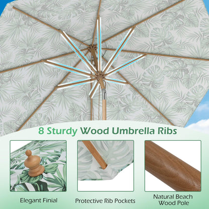 Garden Parasol, Outdoor Heavy Duty Umbrella with Push Button Tilt