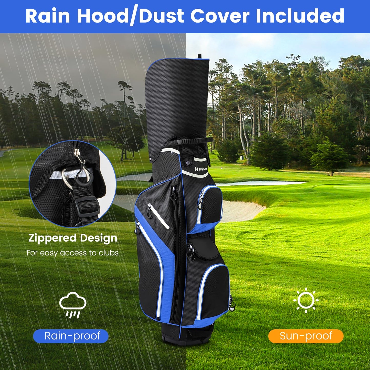 Golf Cart Bag, Golf Trolley Bag with 14 Way Dividers, Cooler Bag