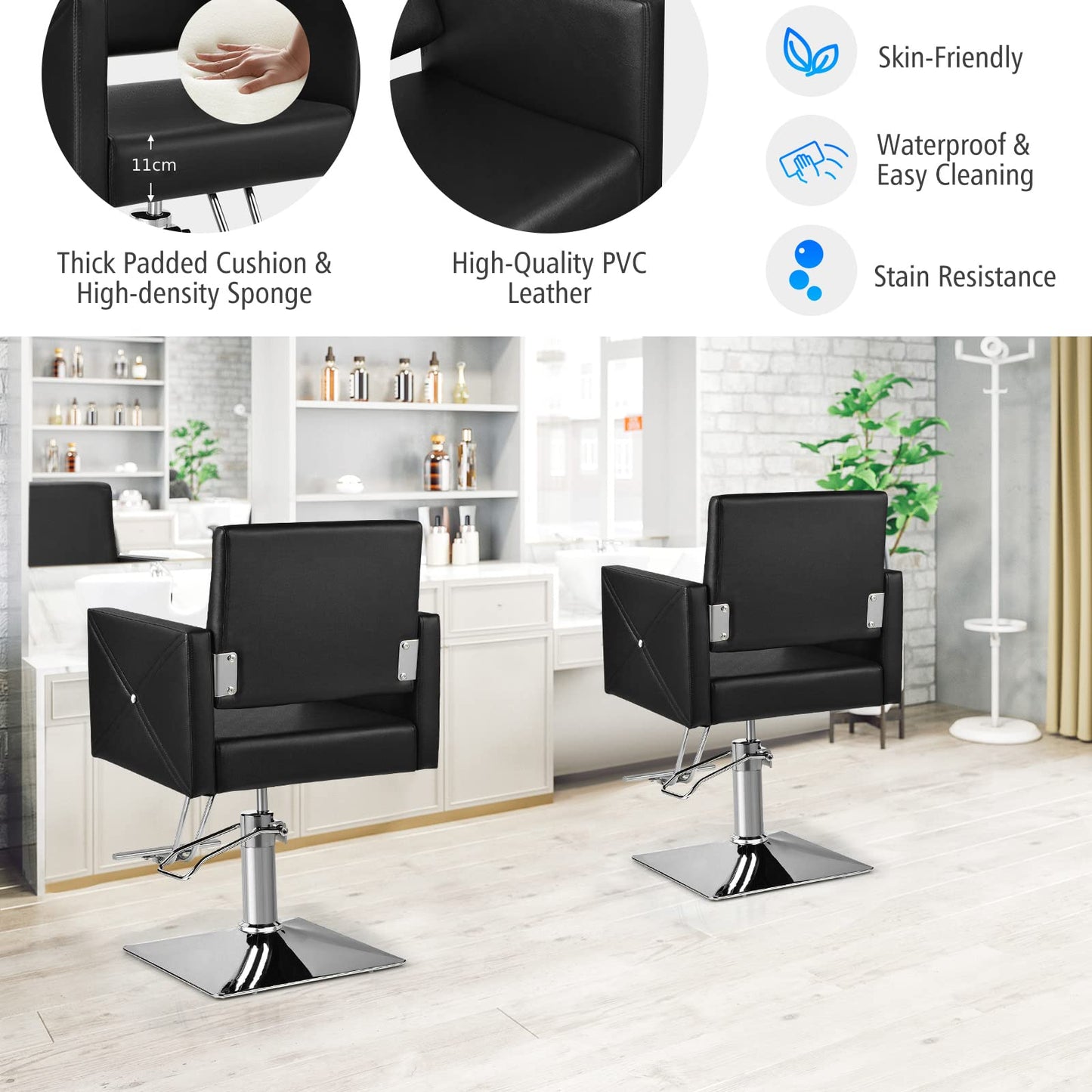 360 Degree Swivel Hairdressing Chair with Footrest and Backrest