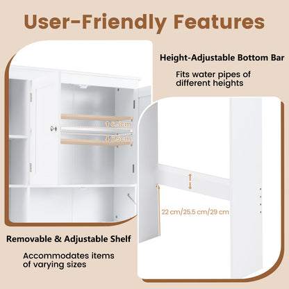 Over the Toilet Storage Cabinet with Adjustable Shelf and Bottom Bar