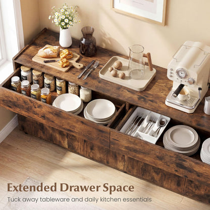 160cm Large Buffet Sideboard, 4 Door Storage Cabinet