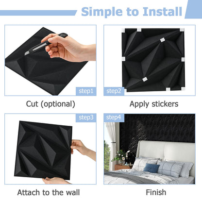20-Pack 3D Acoustic Wall Panels with Diamond Texture