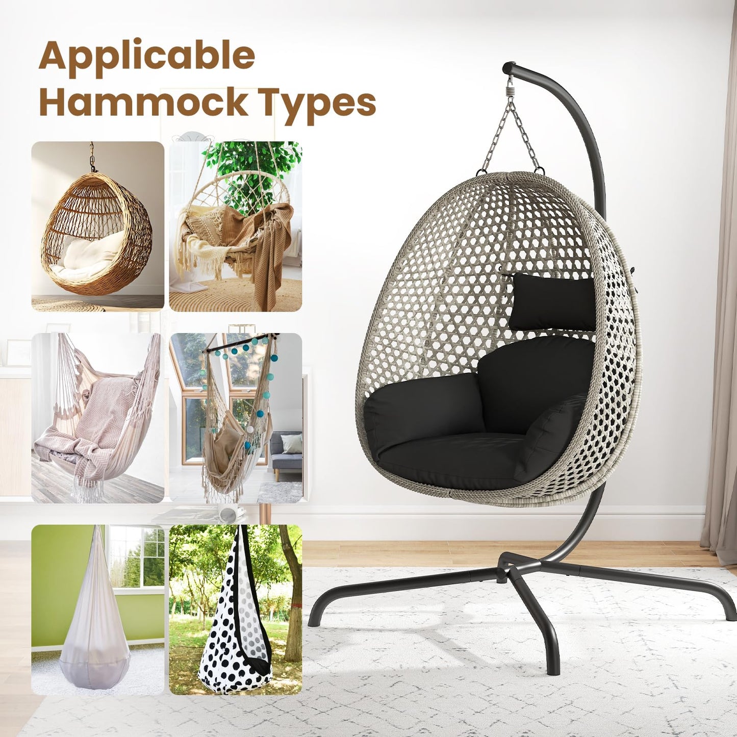 C Frame Hammock Chair Stand for Living Room