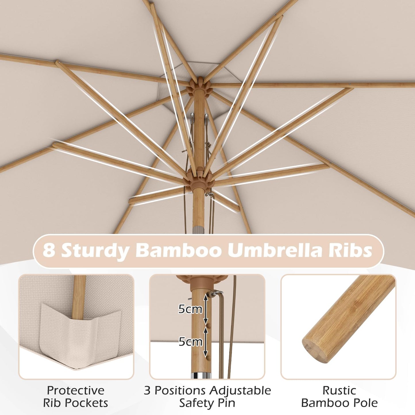 2.3M Garden Parasol, Outdoor Heavy Duty Umbrella