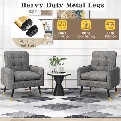 Linen Fabric Accent Chair Single Sofa with Removable Seat Cushion