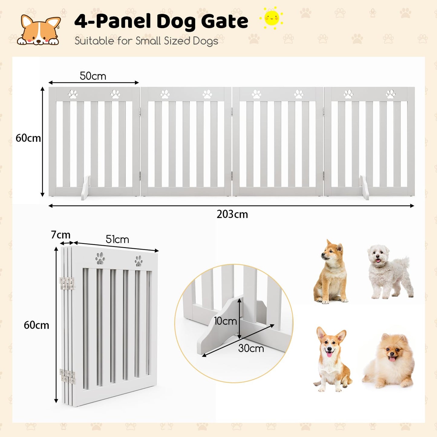 120 CM 8-Panel Height Anti-Rust Pet Playpen with Lockable Gate
