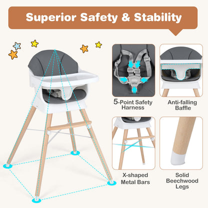 High Chair for Babies and Toddlers, Convertible Baby Highchair