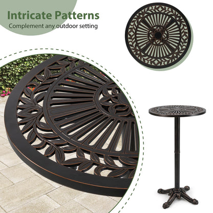 61 x 61 x 105 cm Cast Aluminum Round Bistro Table with Carved Texture