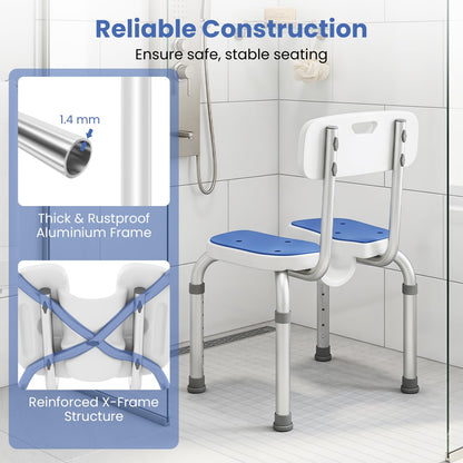 U-Shaped Shower Chair, 6-Level Height Adjustable Aluminium Shower Stool