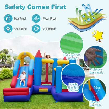 Inflatable Bounce Castle with Climbing Wall and Long Slide Without Blower
