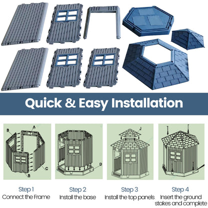Outdoor Dog House with 2 Windows and Skylight for Small Medium Dogs