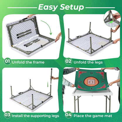 Folding Mahjong Table with Removable Game Mat
