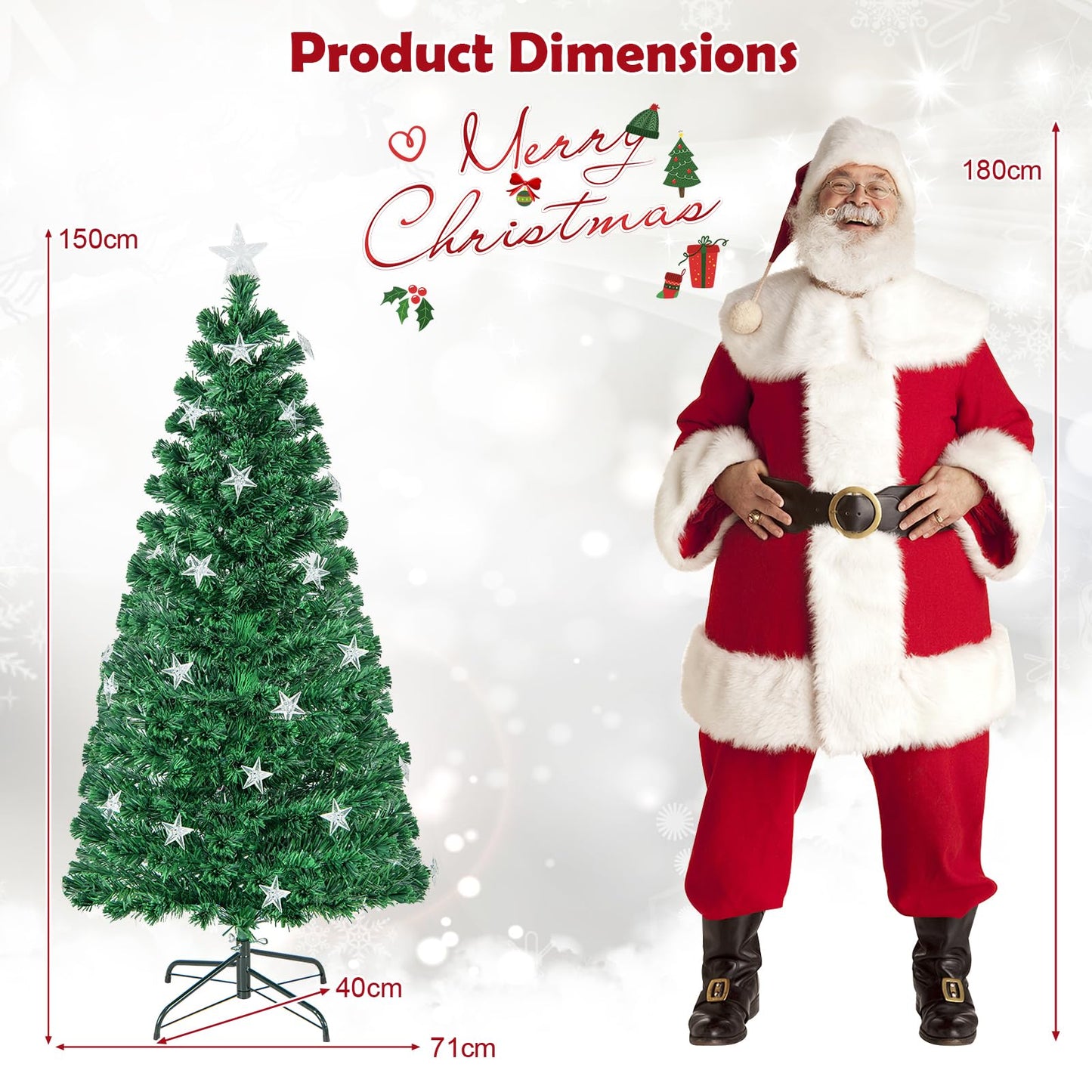5/6FT Fiber Optic Artificial Christmas Tree with 21 Star LED Lights