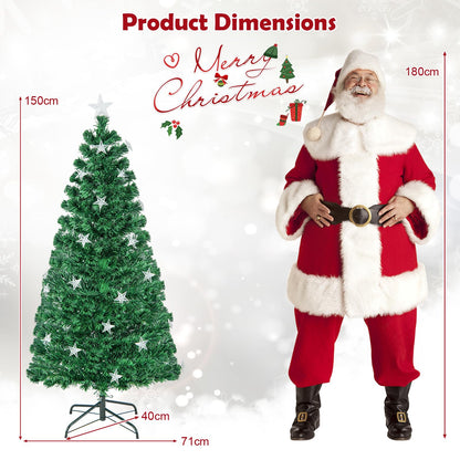 5/6FT Fiber Optic Artificial Christmas Tree with 21 Star LED Lights