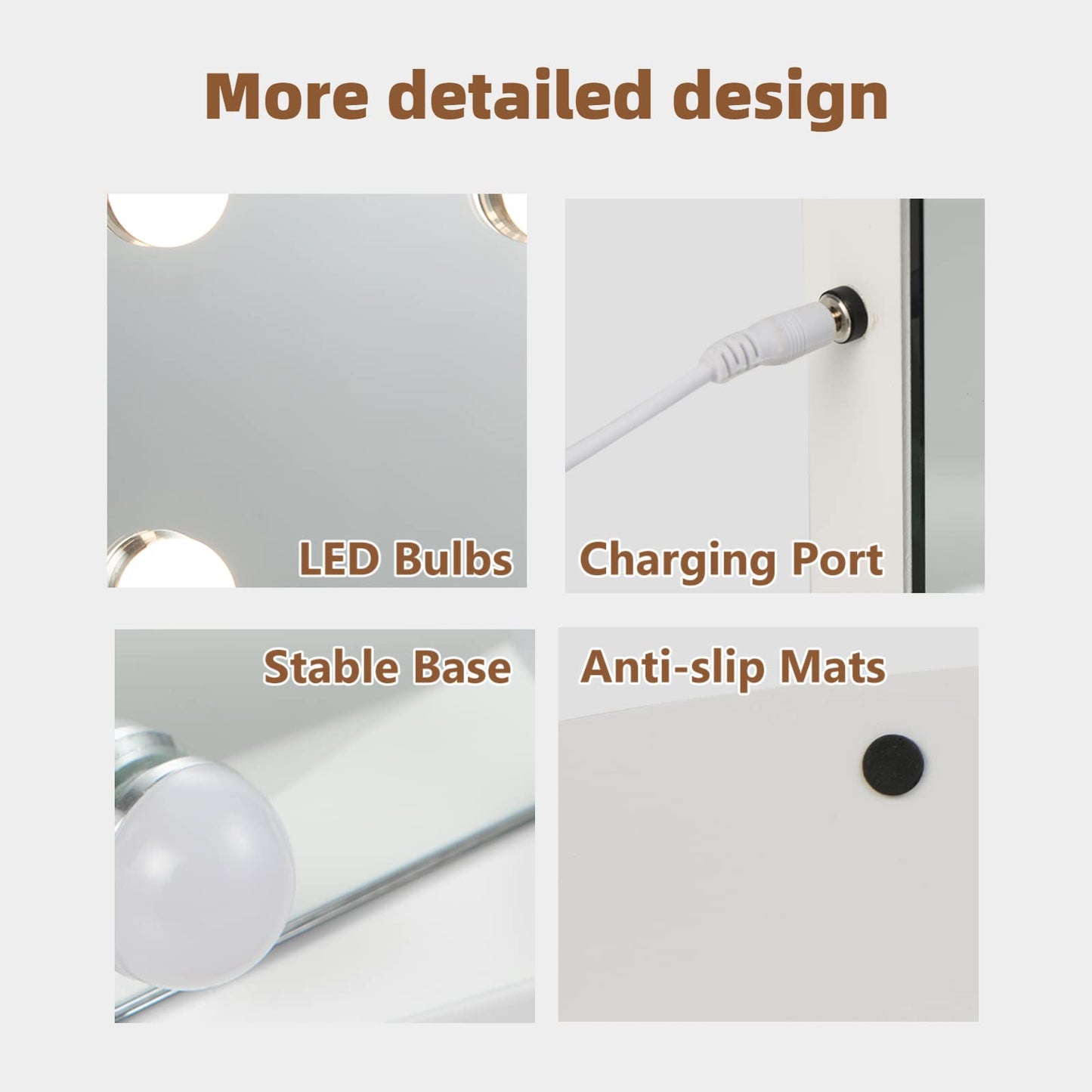 Vanity Mirror with Lights, Large Lighted Makeup Mirror with 18 LED Bulbs