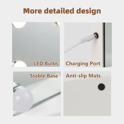 Vanity Mirror with Lights, Large Lighted Makeup Mirror with 18 LED Bulbs