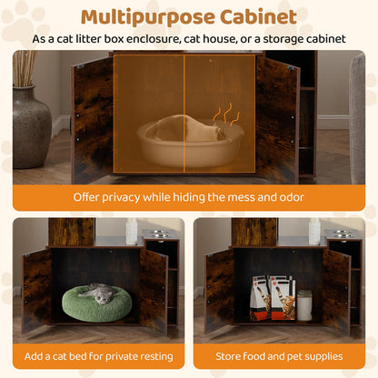 Cat Tree with Litter Box Enclosure, Cats Climbing Tower