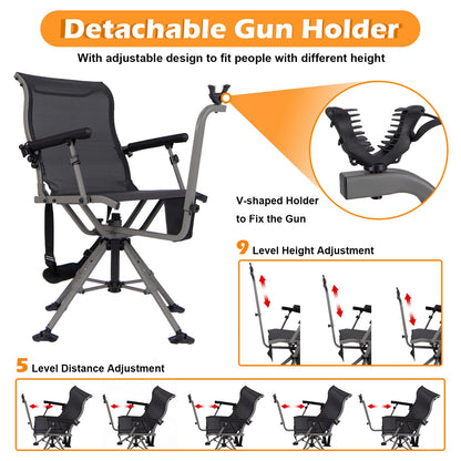 360° Swivel Folding Hunting Chairs with 3 Position Adjustable Legs