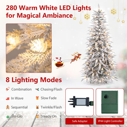 6 FT Artificial Christmas Tree, Flocked Hinged Xmas Tree